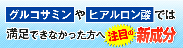 グルコサミンやヒアルロン酸では満足できなかった方へ注目の新成分